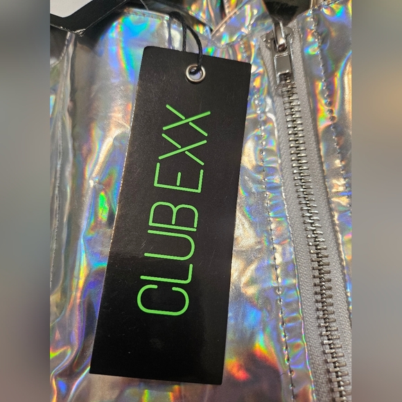 Dolls Kill Club Exx Holographic Silver Patent Leather Mini - Picture 7 of 14